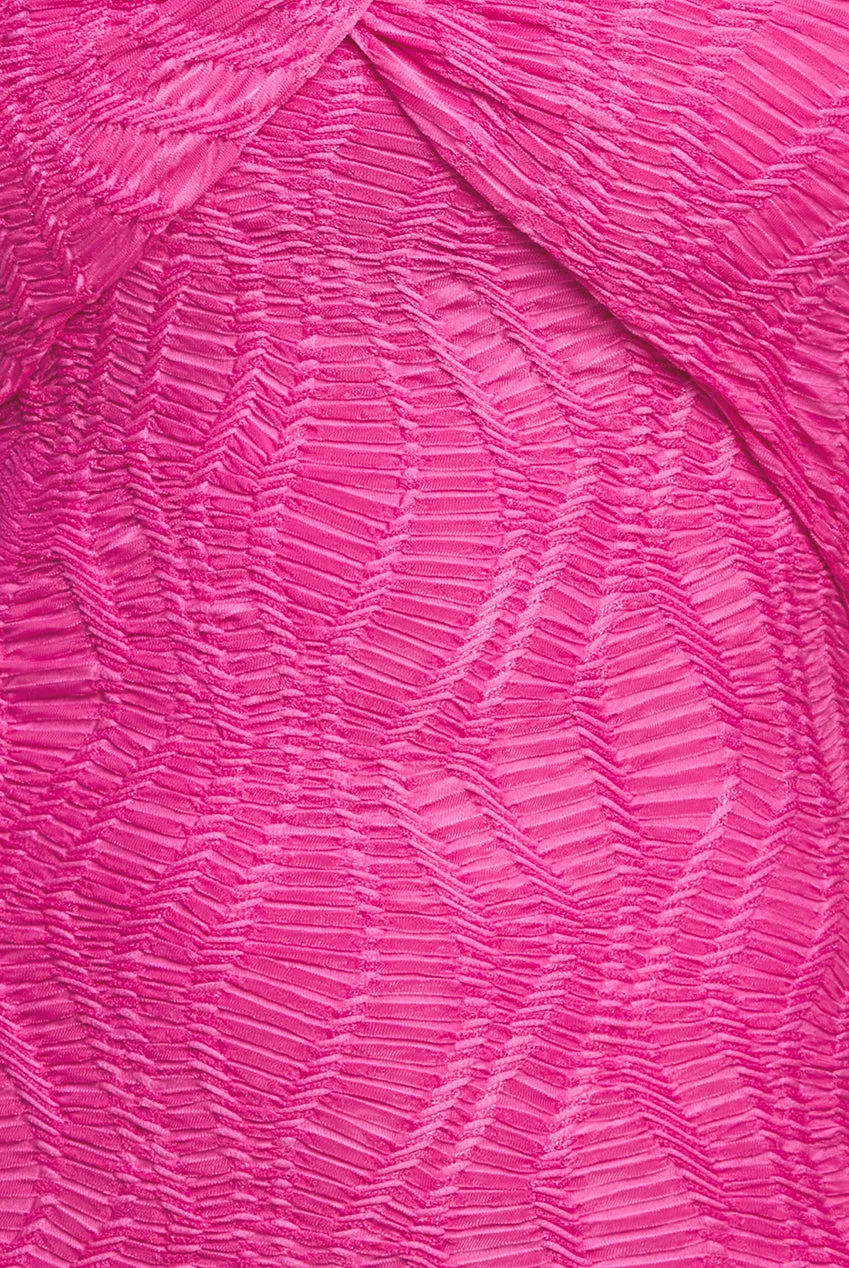 Goddiva Front Knot Twist Midi Dress - Magenta