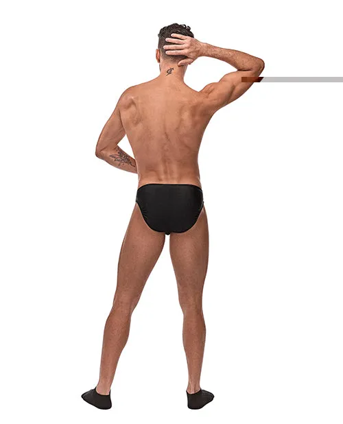 Male Power Nylon Spandex Pouchless Brief Black O/S