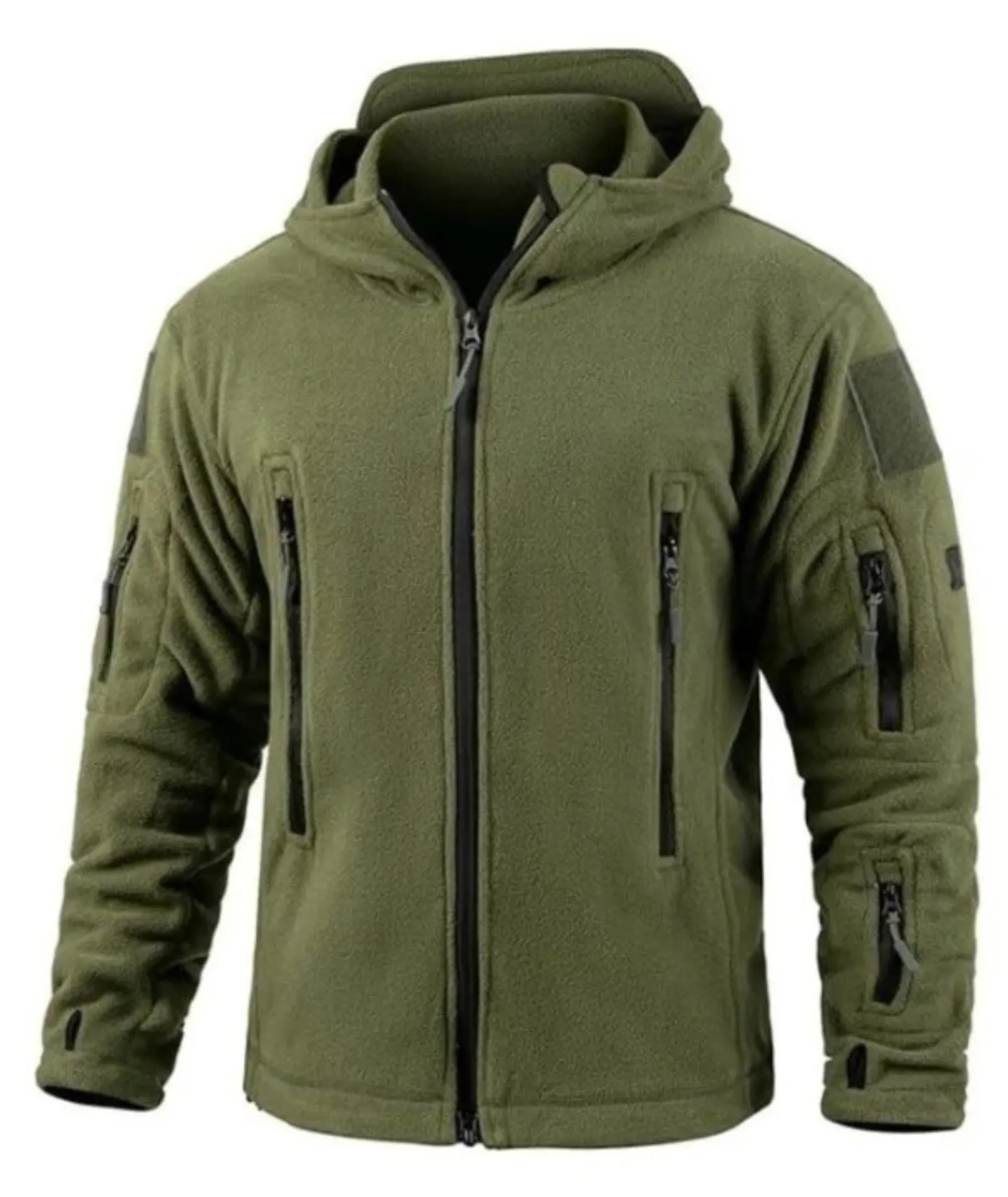 Men's Multi Pocket Zip Up Fleece Sherpa Lined Hoodie-DUMCO04673