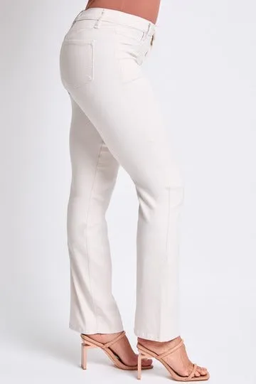 YMI Hyperstretch Mid Rise Bootcut Cargo Pants Ecru