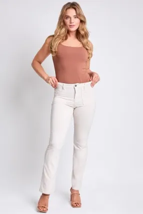 YMI Hyperstretch Mid Rise Bootcut Cargo Pants Ecru